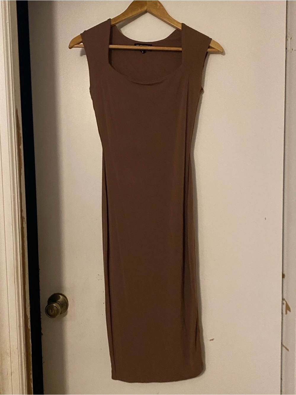 Sleeveless Brown Bodycon Midi Dress